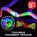USA Toyz Glow Race Tracks and LED Toy Cars - 360pk STEM Building Glow in The Dark Flexible Rainbow Race Track Set with 2 Light Up Toy Cars