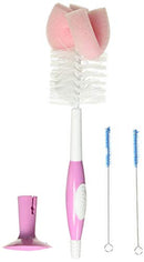 Set de biberones rosa con mordedor de silicona