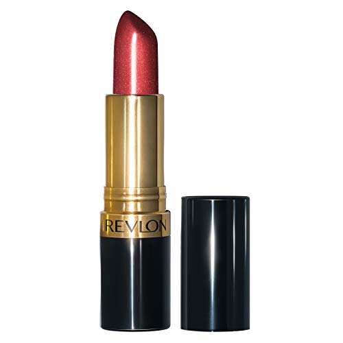 Revlon Super Lustrous Lipstick, Color labial de alto impacto con formula de hidratación cremosa con vitamina E y aceite de aguacate en rojo/coral perlado, Ruby Attitude