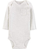 Simple Joys by Carter's Baby 5-Pack Neutral Long-Sleeve Bodysuit, Grey/Blue Stripe, 3-6 Months