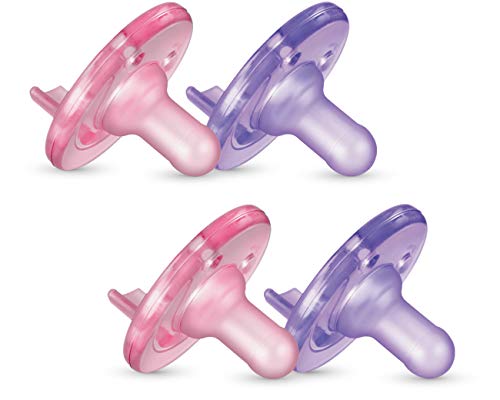 Philips AVENT Soothie Pacifier, 0-3 Months, Pink/Purple, 4 Pack, SCF190/42
