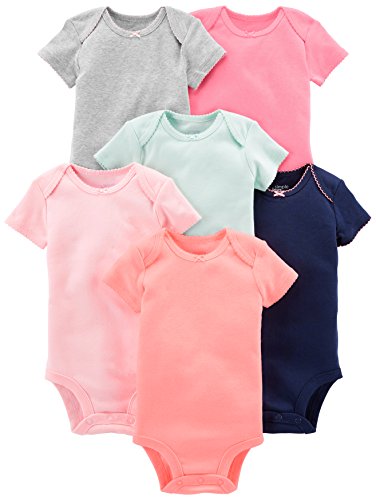 Simple Joys by Carter's Baby Girls' 6-Pack Short-Sleeve Bodysuit, Solid, 0-3 Months