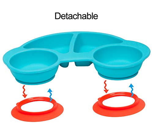 Silicone Suction Plate for Toddlers, Fits Most Highchair Trays, BPA Free, Divided Baby Feeding Bowls Dishes Placemat for Babies Kids