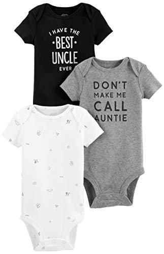 Simple Joys by Carter's Baby 3-Pack Short-Sleeve Family Slogan Bodysuits, Aunt/Uncle, Newborn