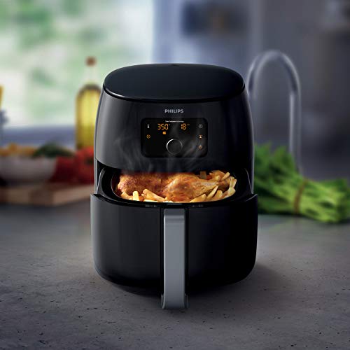 Philips Kitchen Appliances Digital Twin TurboStar Airfryer XXL, with Fat Removal Technology, 3 Lbs, Black, HD9650/96