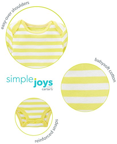 Simple Joys by Carter's Baby Girls 6-Pack Short-Sleeve Bodysuit, Pink/Yellow, Newborn