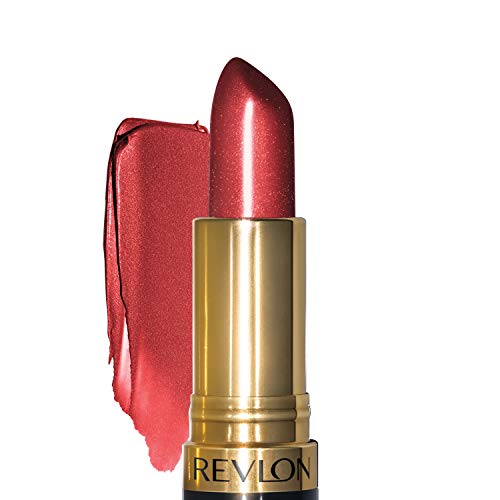 Revlon Super Lustrous Lipstick, Color labial de alto impacto con formula de hidratación cremosa con vitamina E y aceite de aguacate en rojo/coral perlado, Ruby Attitude
