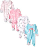 Gerber Baby Girls' 4 Pack Sleep N' Play Footie, Cloudy, Preemie