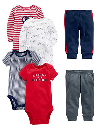 Simple Joys by Carter's Baby Boys 6-Piece Little Character Set, Red/Navy Bear, 0-3 Months