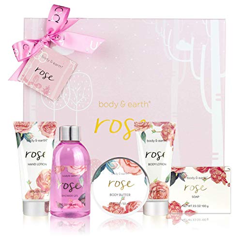 Bath Spa Gift Box for Women - Luxurious 5 Piece Bath and Body Set Includes Shower Gel, Body Butter, Hand Cream, Body Lotion, Perfect Women Gift for Home SPA Relaxation
