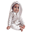 Simplee kids Animal Bunny Baby Easter Pajamas Long Ear Rabbit Hoodie Romper with Zipper (White)