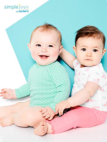 Simple Joys by Carter's Baby Girls' 5-Pack Long-Sleeve Bodysuit, Pink/Navy/Mint, Newborn