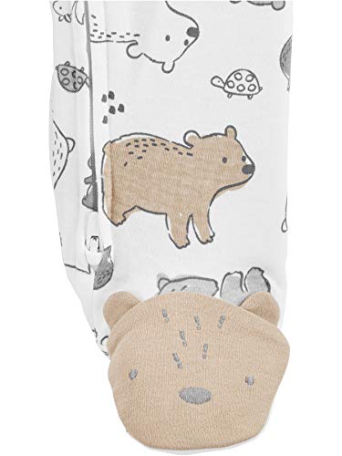 Simple Joys by Carter's Baby Neutral 2-Pack Cotton Footed Sleep and Play, Bear/Animal Print, 3-6 Months