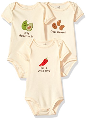Touched by Nature Baby Organic Cotton Bodysuits, Guacamole, 0-3 Months