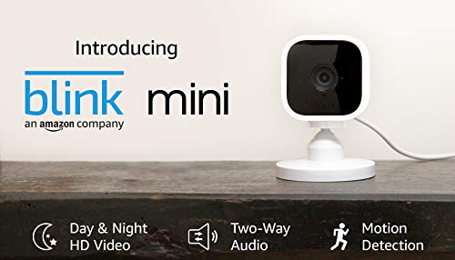 Blink Mini – Compact indoor plug-in smart security camera, 1080 HD video, motion detection, Works with Alexa – 1 camera