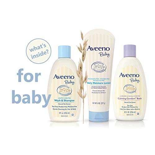 Aveeno Baby - Juego de regalo Daily Bathtime Solutions para nutrir la piel del bebé y la mamá, 4 artículos