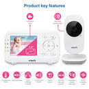 VTech VM3252 Video Baby Monitor with 1000ft Long Range, Auto Night Vision, 2.8” Screen, 2-Way Audio Talk, Temperature Sensor, Power Saving Mode, Lullabies and Wall-mountable Camera with bracket