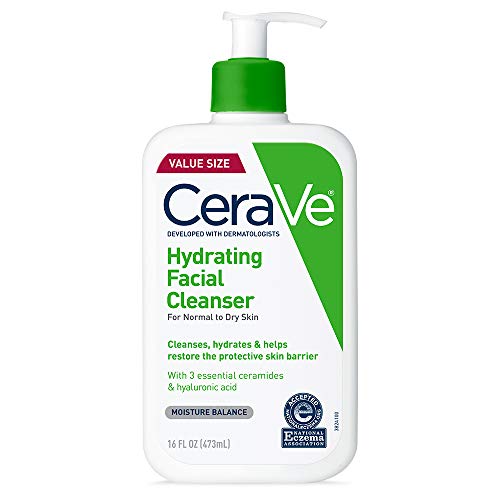 Jabón facial hidratante CeraVe | 16 onzas | Limpiador facial diario para piel seca | Sin perfume