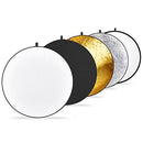 Reflector de luz de 43 pulgadas / 110 centímetros 5 en 1, plegable, multidisco con bolsa, translúcido, plateado, dorado, blanco y negro.