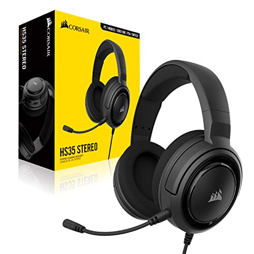 Corsair HS35 - Stereo Gaming Headset - Memory Foam Earcups - Discord Certified - Works with PC, Mac, Xbox Series X, Xbox Series S, Xbox One, PS5, PS4, Nintendo Switch, iOS and Android - Carbon