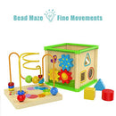 TOP BRIGHT Wooden Activity Cube Toys for 1 2 Year Old Girl Boy, One Year Old First Birthday Gift Ideas, Wooden Toy with Bead Maze Shape Sorter