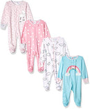 Gerber Baby Girls' 4 Pack Sleep N' Play Footie, Cloudy, Preemie