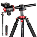 GEEKOTO Camera Tripod, Tripod for Canon Nikon Sony DSLR Camera, 75 inches Aluminum Alloy Tripod with 360 Degree Ball Head and Rotatable Center Column, Professional Horizontal Tripod for Travel & Work