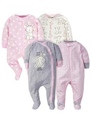 Gerber Baby Girls' 4 Pack Sleep 'N Play Footie, Bunny, Preemie