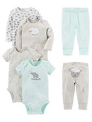 Simple Joys by Carter's Baby 6-Piece Neutral Bodysuits (Short and Long Sleeve) and Pants Set, Gray Lamb, 0-3 Months