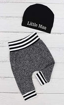 Newborn Baby Boy Clothes New to The Crew Letter Print Romper+Long Pants+Hat 3PCS Outfits Set (White, 3-6 Months)