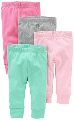Simple Joys by Carter's Baby Girls 4-Pack Pant, Pink/Grey, 12 Months