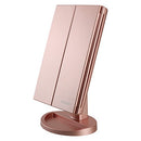 Tri-Fold Lighted Vanity Makeup Mirror with 21 LED Lights,3X/2X Magnification Mirror,Touch Sensor Switch, Two power Supply Mode Tabletop Makeup Mirror,Travel Cosmetic Mirror