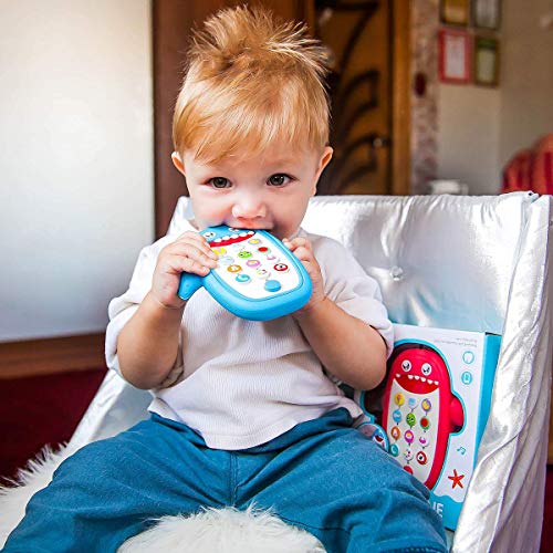Sommer Teething Phone Toy for Babies with Removable Soft Case, Lights, Music and Adjustable Volume - Play and Learn for Children and Toddlers 18+ Months (Blue)