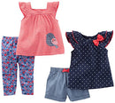 Simple Joys by Carter's Baby Girls Baby 4-Piece Playwear Set, Navy Dot/Red Stripe Bird, 0-3 Months