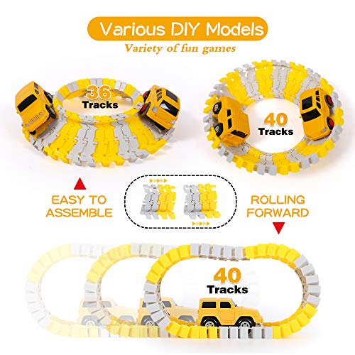 iHaHa 236PCS Construction Tracks Car for Kids Boys Toys, 6PCS Construction Car and Flexible Track Playset Create A Engineering World Road Race for 3 4 5 6 Year & Up Old Boys Girls Best Gift