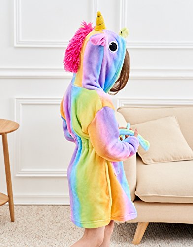 Bata de baño y pijama con capucha de unicornio suave para niñas