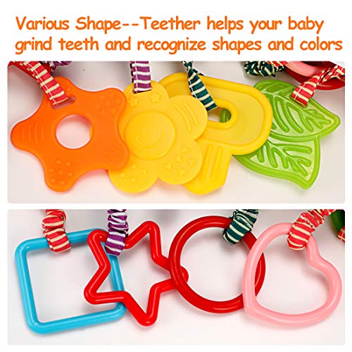 TUMAMA Baby Toys for 0, 3, 6, 9, 12 Months, Handbells Baby Rattles with Teethers Soft Plush Early Development Stroller Car Toys for Infant, Newborn Birthday Gifts, 4 Pack