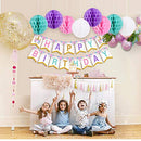 Banner de feliz cumpleaños de unicornio con bolas de pompones Decoraciones