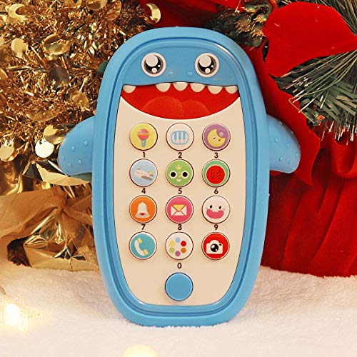Sommer Teething Phone Toy for Babies with Removable Soft Case, Lights, Music and Adjustable Volume - Play and Learn for Children and Toddlers 18+ Months (Blue)
