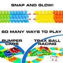 USA Toyz Glow Race Tracks and LED Toy Cars - 360pk STEM Building Glow in The Dark Flexible Rainbow Race Track Set with 2 Light Up Toy Cars