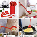 LIANYU 12-Piece Red Silicone Kitchen Cooking Utensils with Holder, Kitchen Tools Set Include Slotted Spatula Spoon Turner Ladle Tong Whisk, Dishwasher Safe