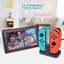 Keten Accessories Kit for Nintendo Switch, Including Carry Case, Charging Dock, Playstand, Extension Cable, Game Card Case, Screen Protector, Joy-Con Grips, Wheels, Crystal Case, TPU Case, Caps