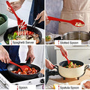 LIANYU 12-Piece Red Silicone Kitchen Cooking Utensils with Holder, Kitchen Tools Set Include Slotted Spatula Spoon Turner Ladle Tong Whisk, Dishwasher Safe