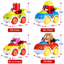 LUKAT 1 Year Old Boy Gifts, Toddler Toy Cars Set of 4 Friction Powered Cars, Pull Back Cars Cartoon Push and Go Friction Powered Car Toys, Baby Toy Vehicles Set Toy Best Toys for Boys and Girls