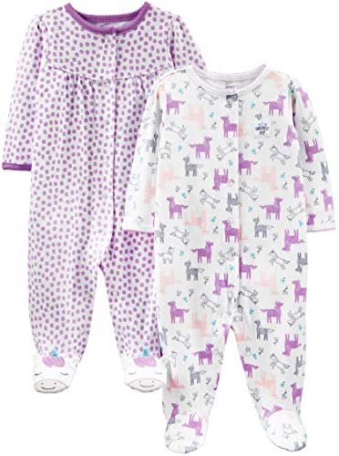 Simple Joys by Carter's Baby Girls' 2-Pack Cotton Snap Footed Sleep and Play: Clothing