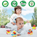 LUKAT 1 Year Old Boy Gifts, Toddler Toy Cars Set of 4 Friction Powered Cars, Pull Back Cars Cartoon Push and Go Friction Powered Car Toys, Baby Toy Vehicles Set Toy Best Toys for Boys and Girls