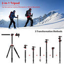 GEEKOTO Camera Tripod, Tripod for Canon Nikon Sony DSLR Camera, 75 inches Aluminum Alloy Tripod with 360 Degree Ball Head and Rotatable Center Column, Professional Horizontal Tripod for Travel & Work