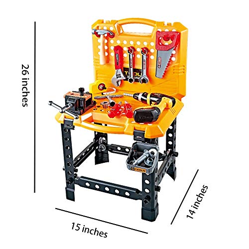 Toy Choi's 82 Pieces Kids Construction Toy Workbench for Toddlers, Kids Tool Bench Construction Set with Tools and Drill, Children Toy Shop Tools for Boys and Girls