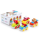 LUKAT 1 Year Old Boy Gifts, Toddler Toy Cars Set of 4 Friction Powered Cars, Pull Back Cars Cartoon Push and Go Friction Powered Car Toys, Baby Toy Vehicles Set Toy Best Toys for Boys and Girls