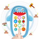 Sommer Teething Phone Toy for Babies with Removable Soft Case, Lights, Music and Adjustable Volume - Play and Learn for Children and Toddlers 18+ Months (Blue)
